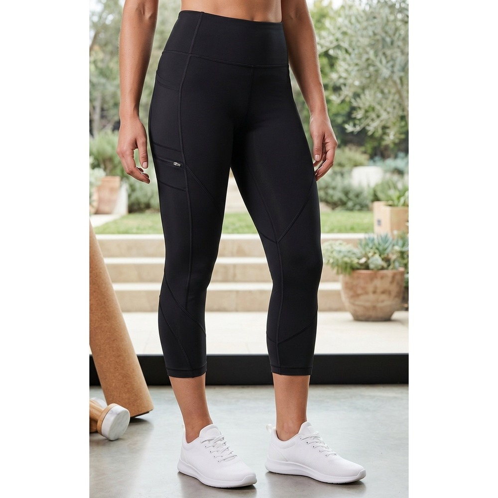 Lole Born Montreal Cropped Active Leggings Women's Small Black Pockets Stretch